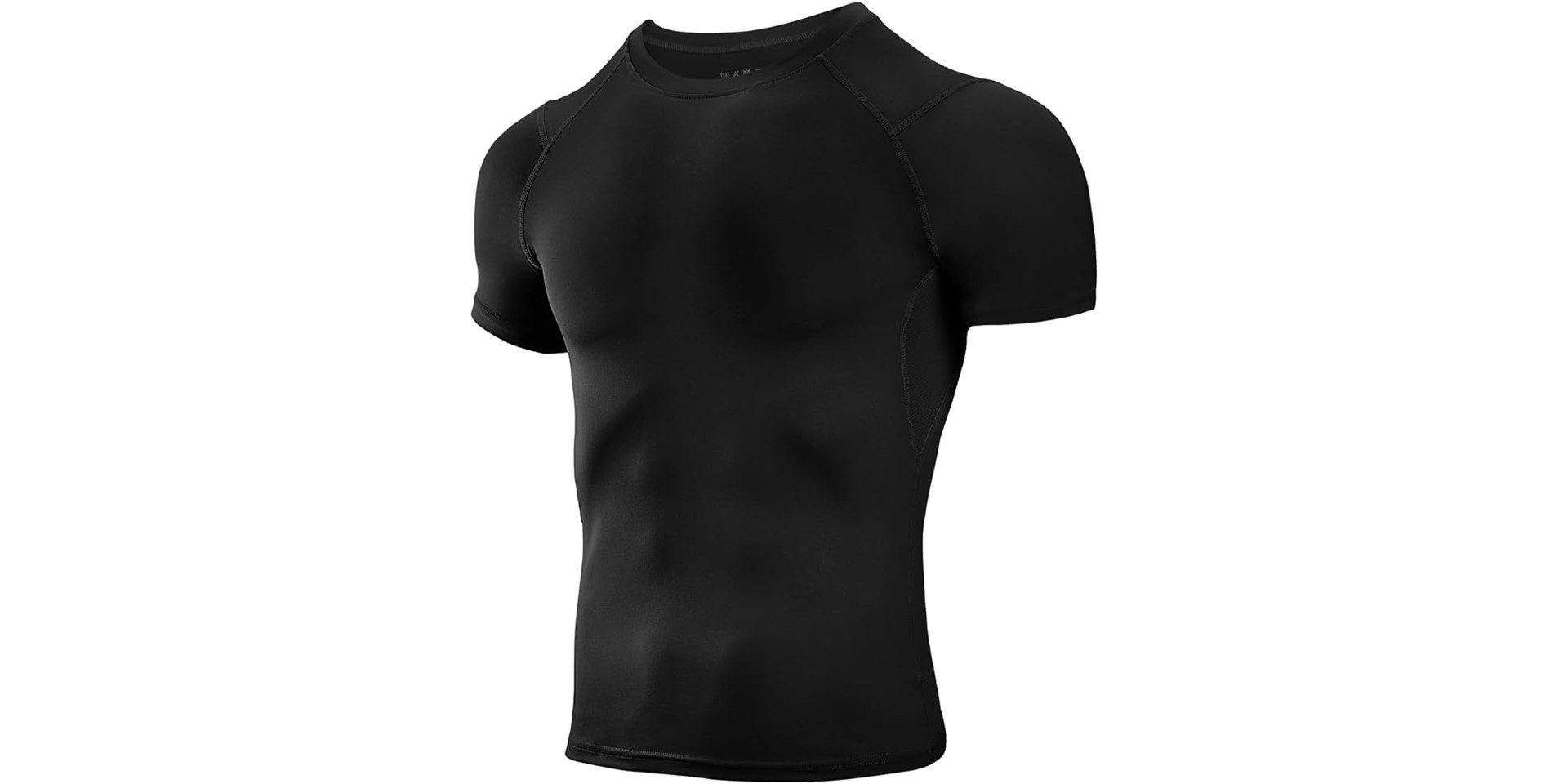 Chandail très serré non-transparent et tout noir avec manches courtes. Fait en polyester.
